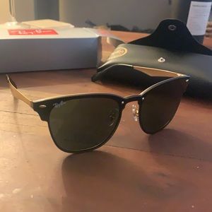 Ray-Ban Clubmaster Blaze Gold Black Sunglasses NWT
